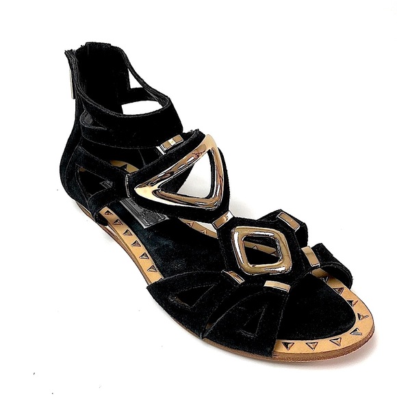 Ivy Kirzhner Shoes - Ivy kirzhmer Black and Gold Suede Sandals-Size 7.5